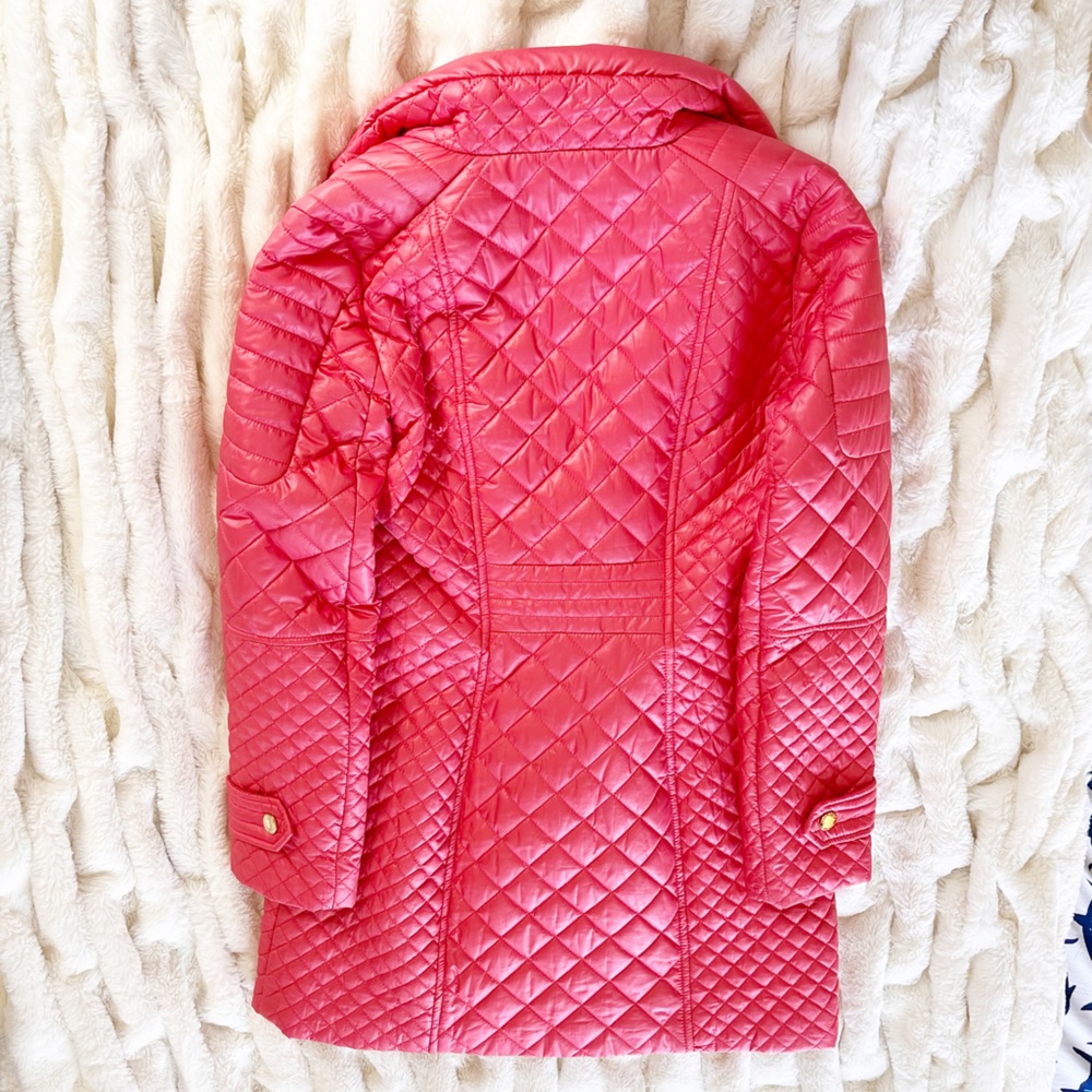 Via Spiga Hot Pink Puffer Coat With Gold Hardware Small - Picture 7 of 9